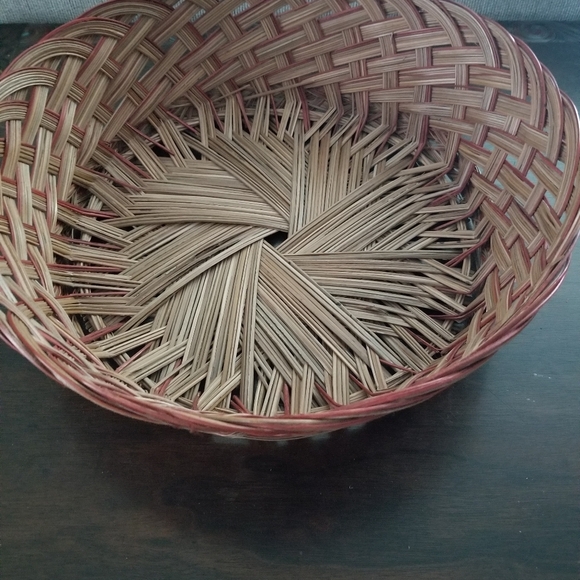 Basket w/a hint of red, can be for inside a boho closet, display, crafts etc. - Picture 10 of 12